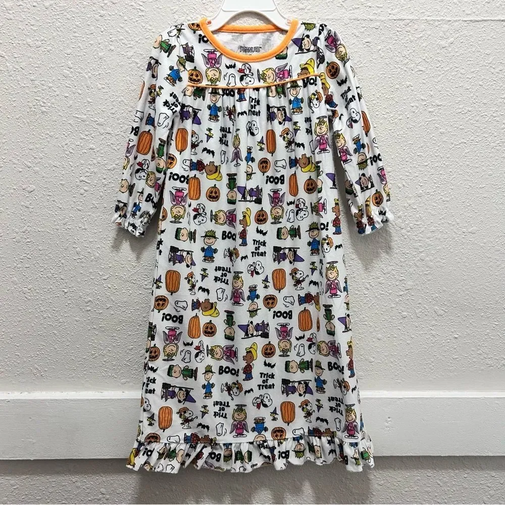 Peanuts Halloween White & Orange Night Gown 2T